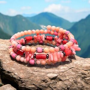 Handcrafted Pink Beaded Bracelet